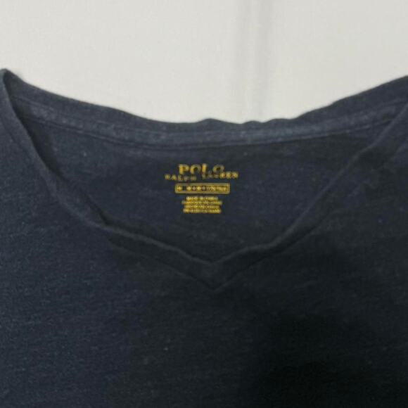 Polo Ralph Lauren Navy Blue V-Neck Short Sleeve T-Shirt Men’s Size Medium - Picture 4 of 5
